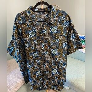 Men’s Atlanl 3XL Blue Bandanna Short Sleeve Button Down